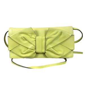 Valentino Garavani Bow Bag Clutch Shoulder Bag Light Yellow Leather